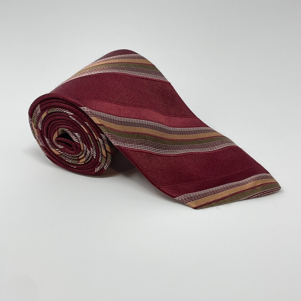 Joseph Abboud Maroon Striped Silk Vintage Tie Necktie
